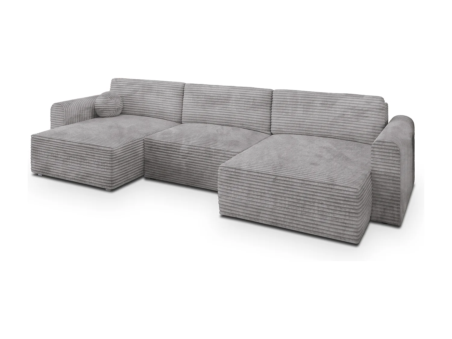 Canapé d'angle FENTO Gris clair en velours côtelé avec fonction de couchage