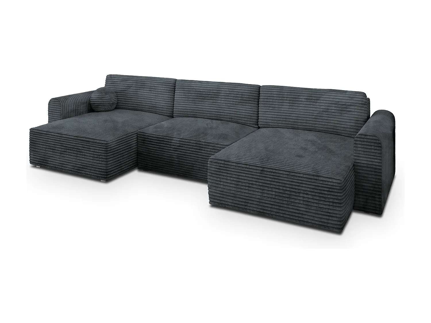 Canapé d'angle FENTO Gris en velours côtelé avec fonction de couchage