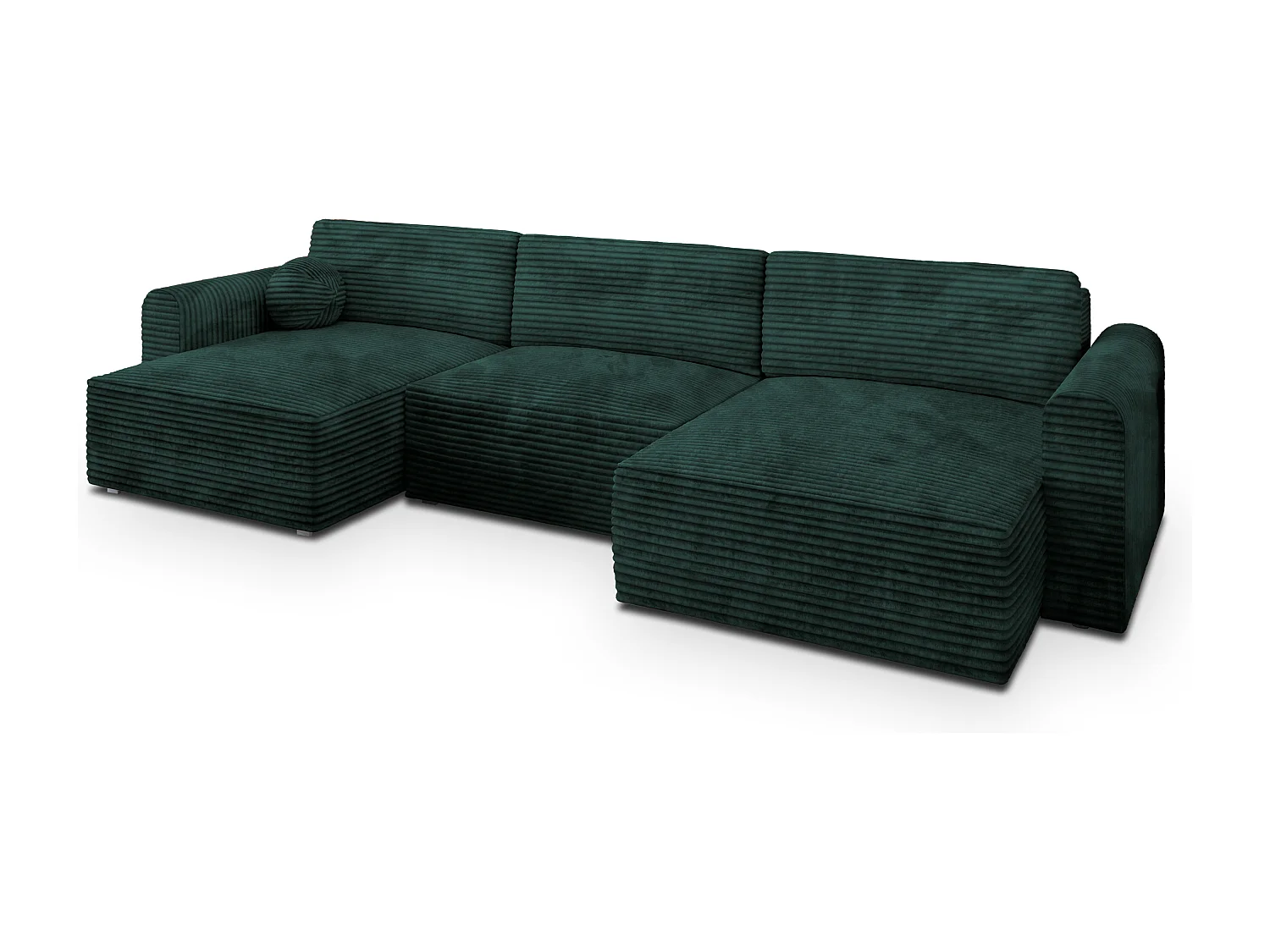 Canapé d'angle FENTO Vert Sapin en velours côtelé avec fonction de couchage