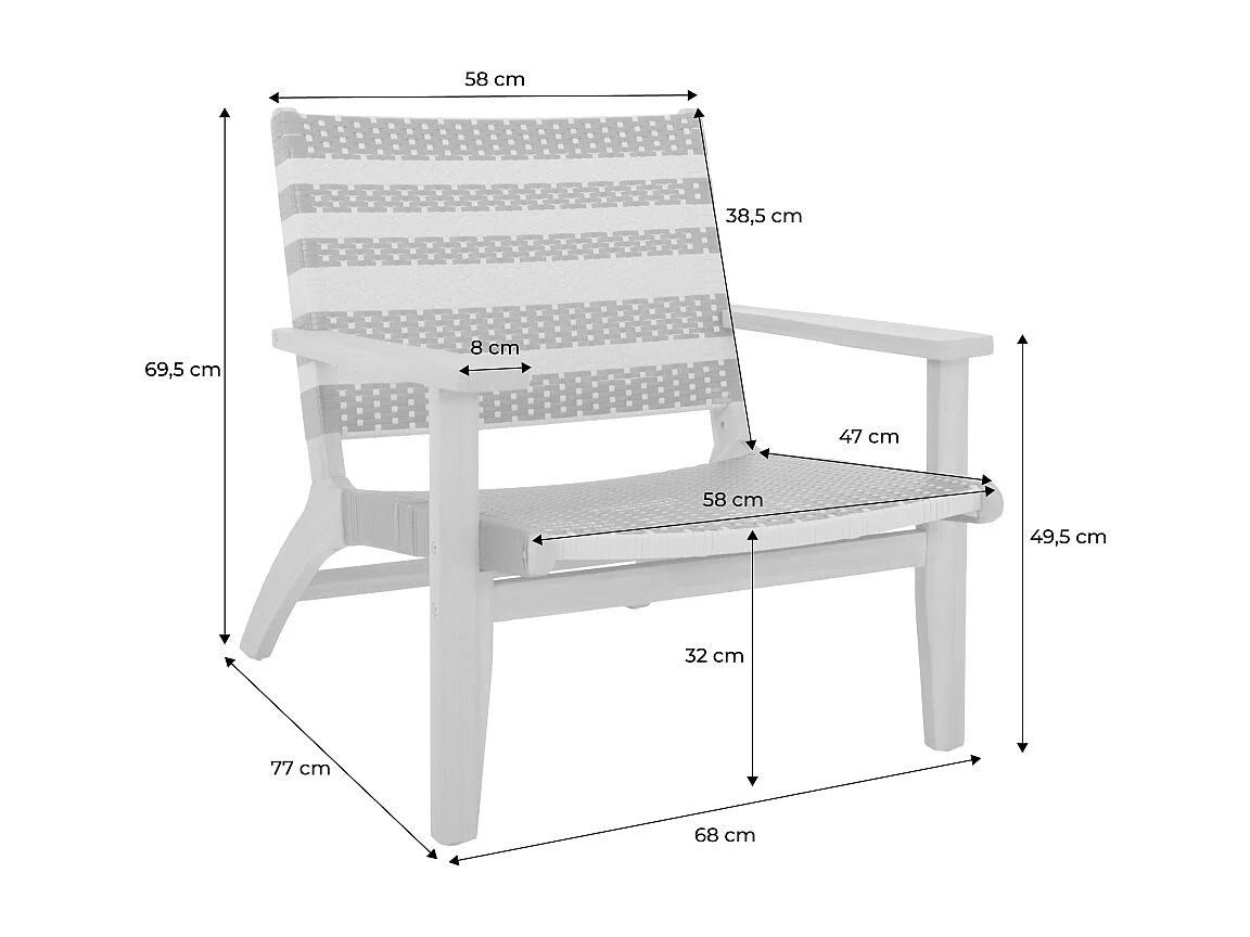 Fauteuil de jardin bois d'acacia et résine terracotta  - Goa