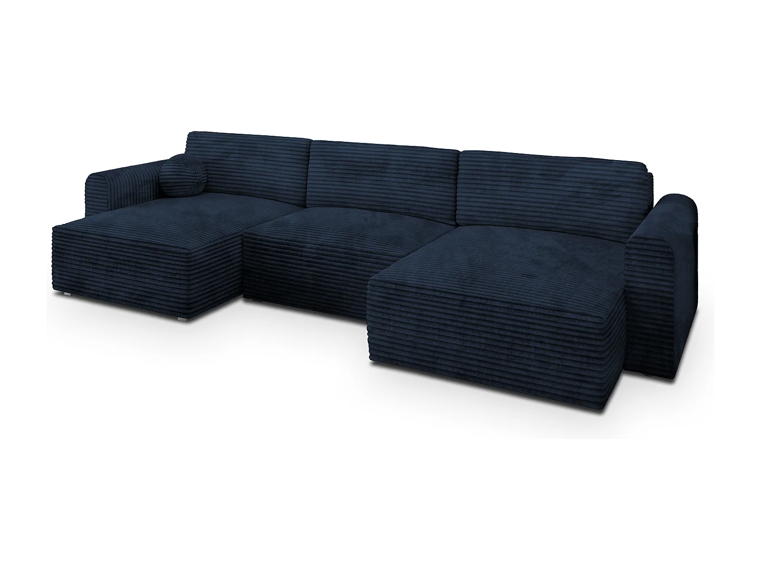 Canapé d'angle FENTO Bleu en velours côtelé avec fonction de couchage