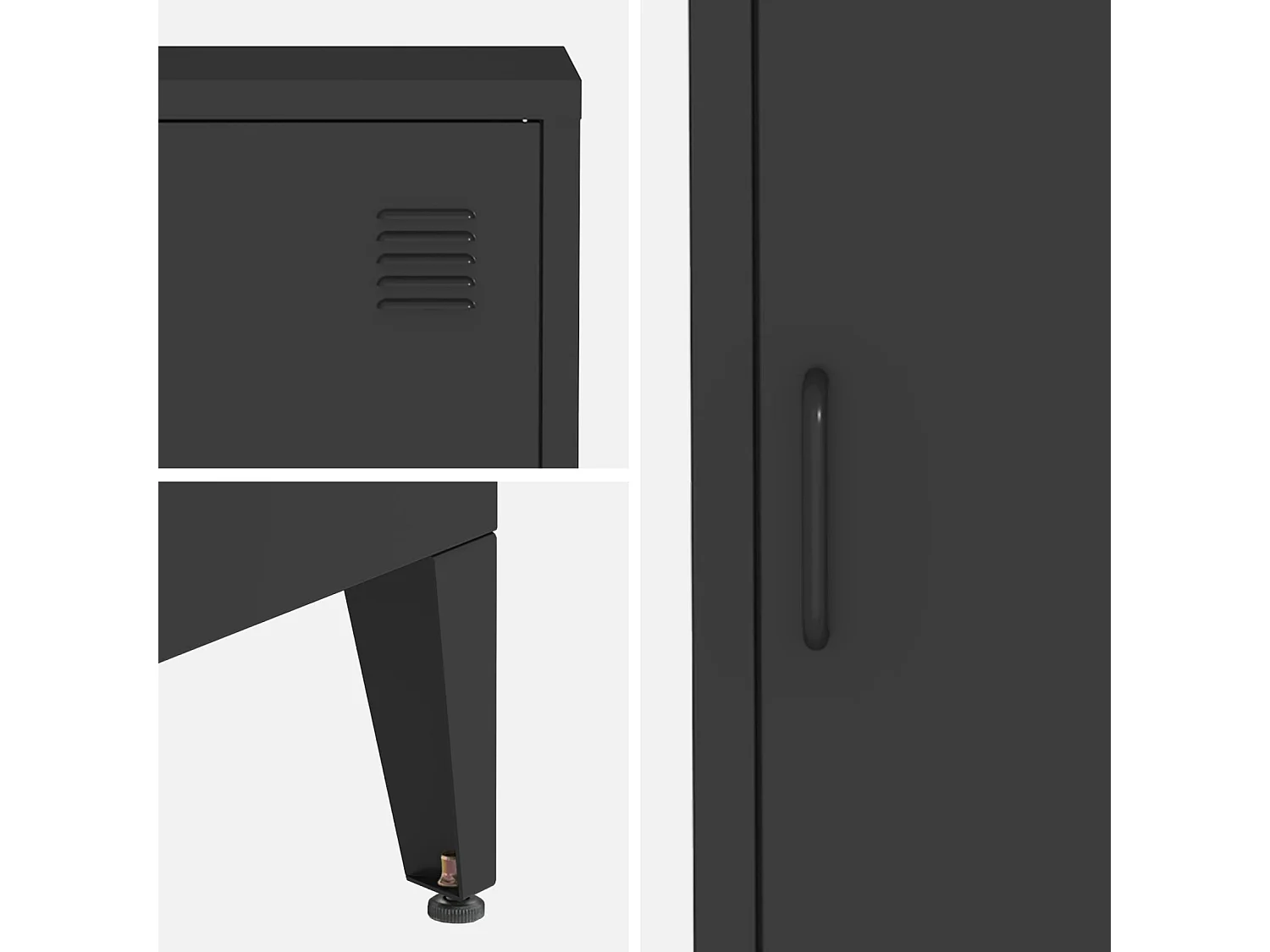 Comodino industriale, 1 anta, nero