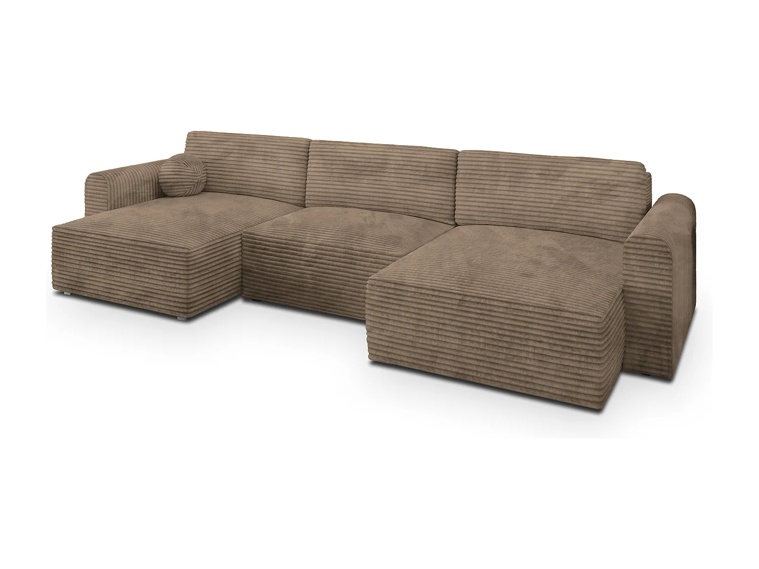 Canapé d'angle FENTO Beige en velours côtelé avec fonction de couchage
