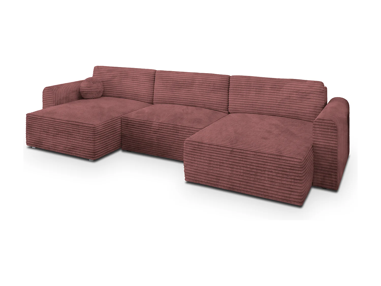 Canapé d'angle FENTO Rose en velours côtelé avec fonction de couchage