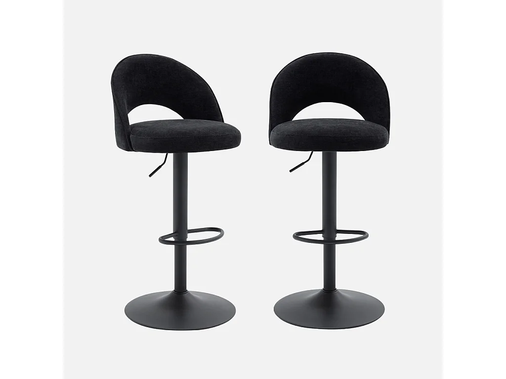 Set di 2 sgabelli da bar regolabile in metallo e tessuto con base