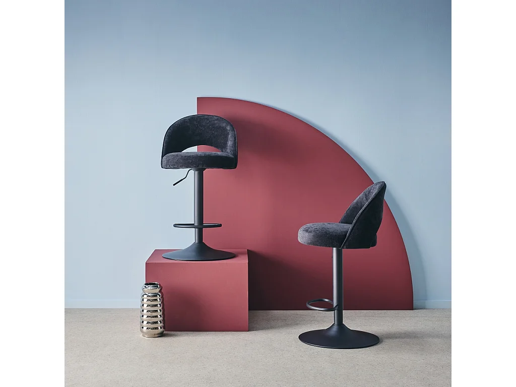 Set di 2 sgabelli da bar regolabile in metallo e tessuto con base