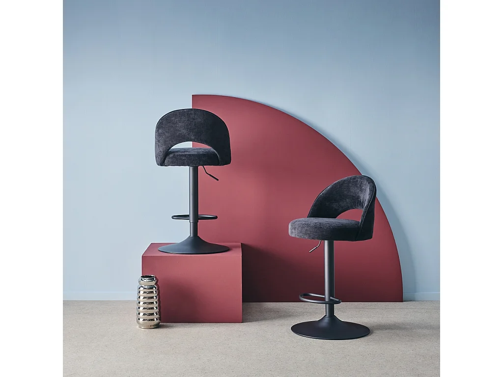 Set di 2 sgabelli da bar regolabile in metallo e tessuto con base