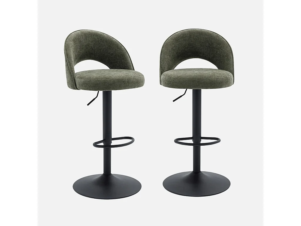 Set di 2 sgabelli da bar regolabile in metallo e tessuto con base
