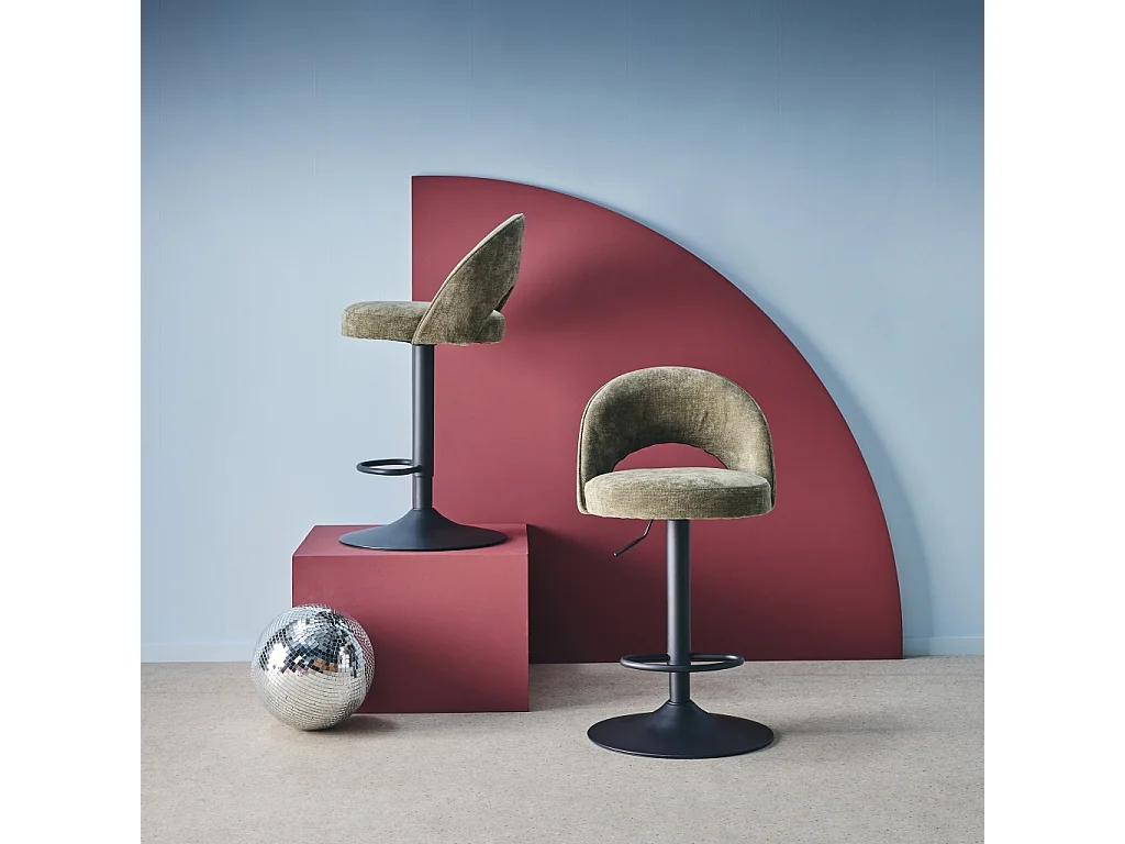 Set di 2 sgabelli da bar regolabile in metallo e tessuto con base