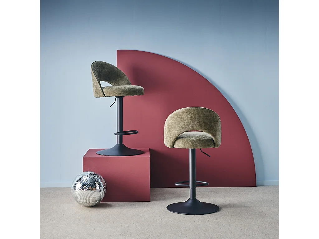 Set di 2 sgabelli da bar regolabile in metallo e tessuto con base