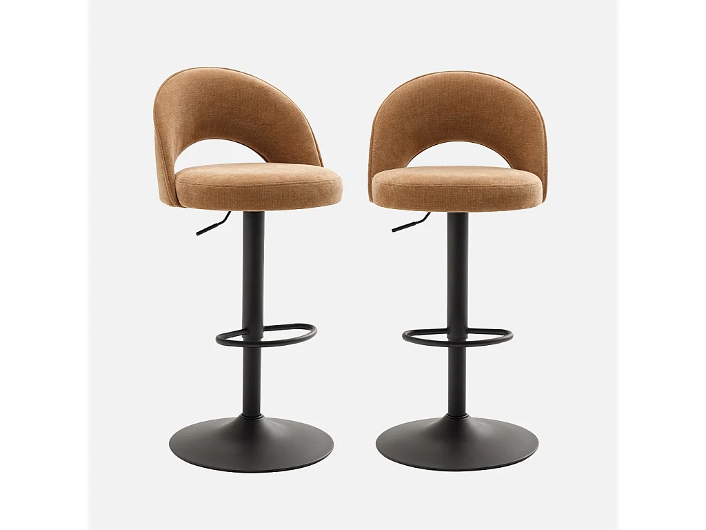 Set di 2 sgabelli da bar regolabile in metallo e tessuto con base