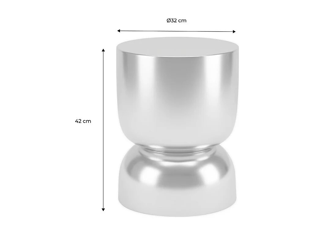 Table d'appoint. bout de canapé. table de chevet acier inoxydable chromé - Madi Ø32 x H 42cm