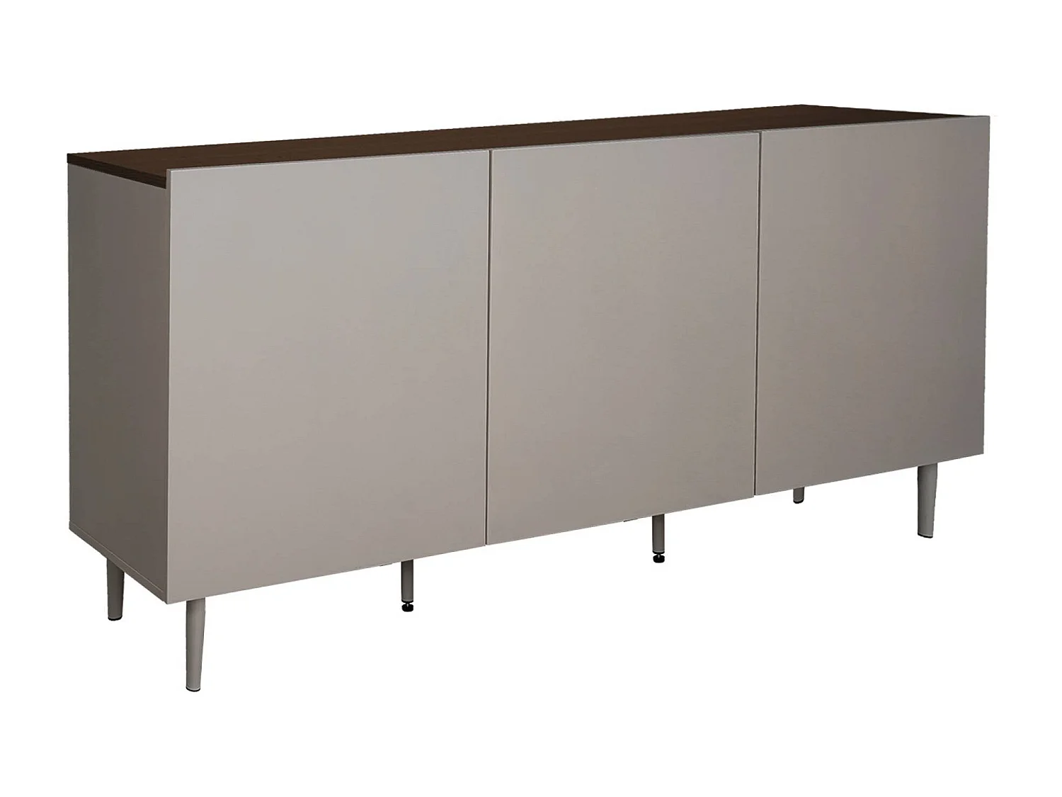 Buffet métal et décor bois 3 portes 150cm gris et noyer - Ashton