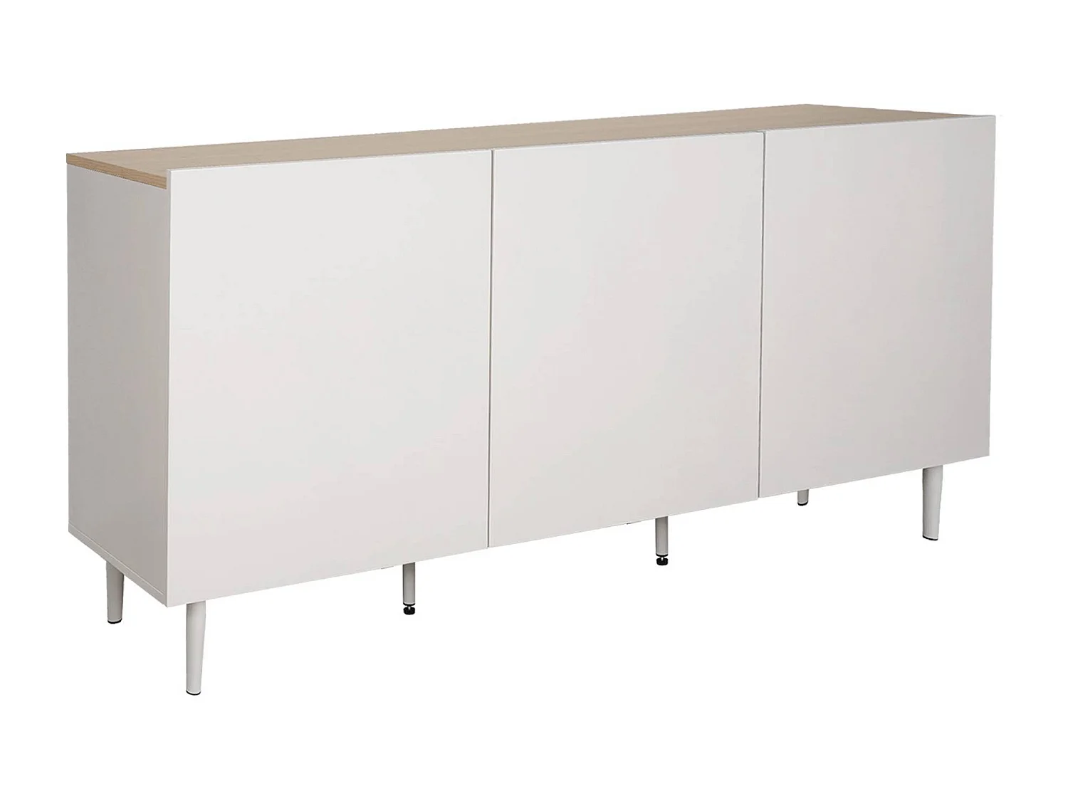 Buffet métal et décor bois 3 portes 150cm beige et naturel - Ashton