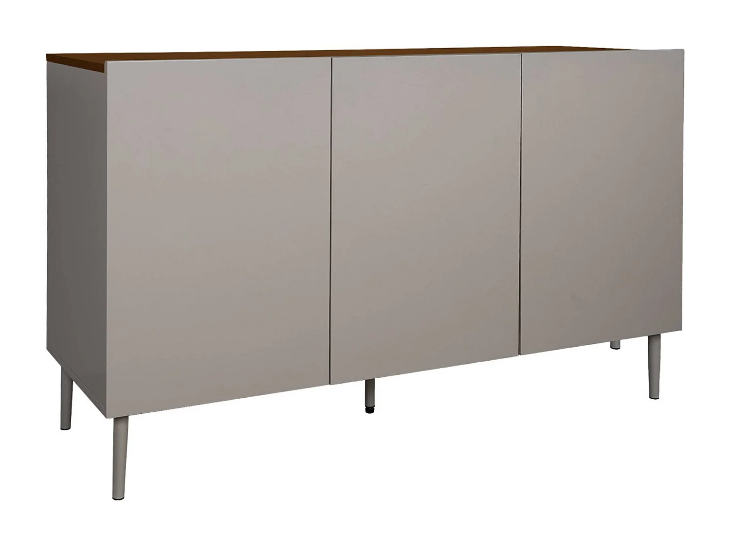 Buffet métal et décor bois 3 portes 120cm gris et noyer - Ashton