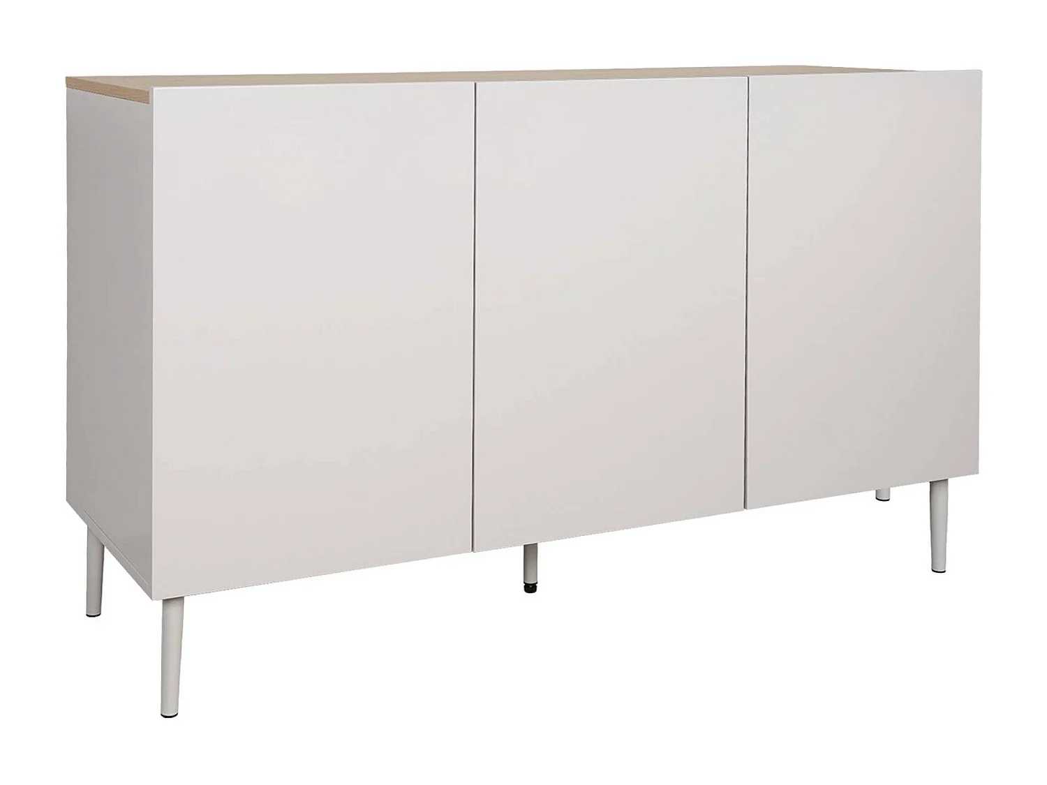 Aparador de metal y decoración de madera 3 puertas 120cm beige