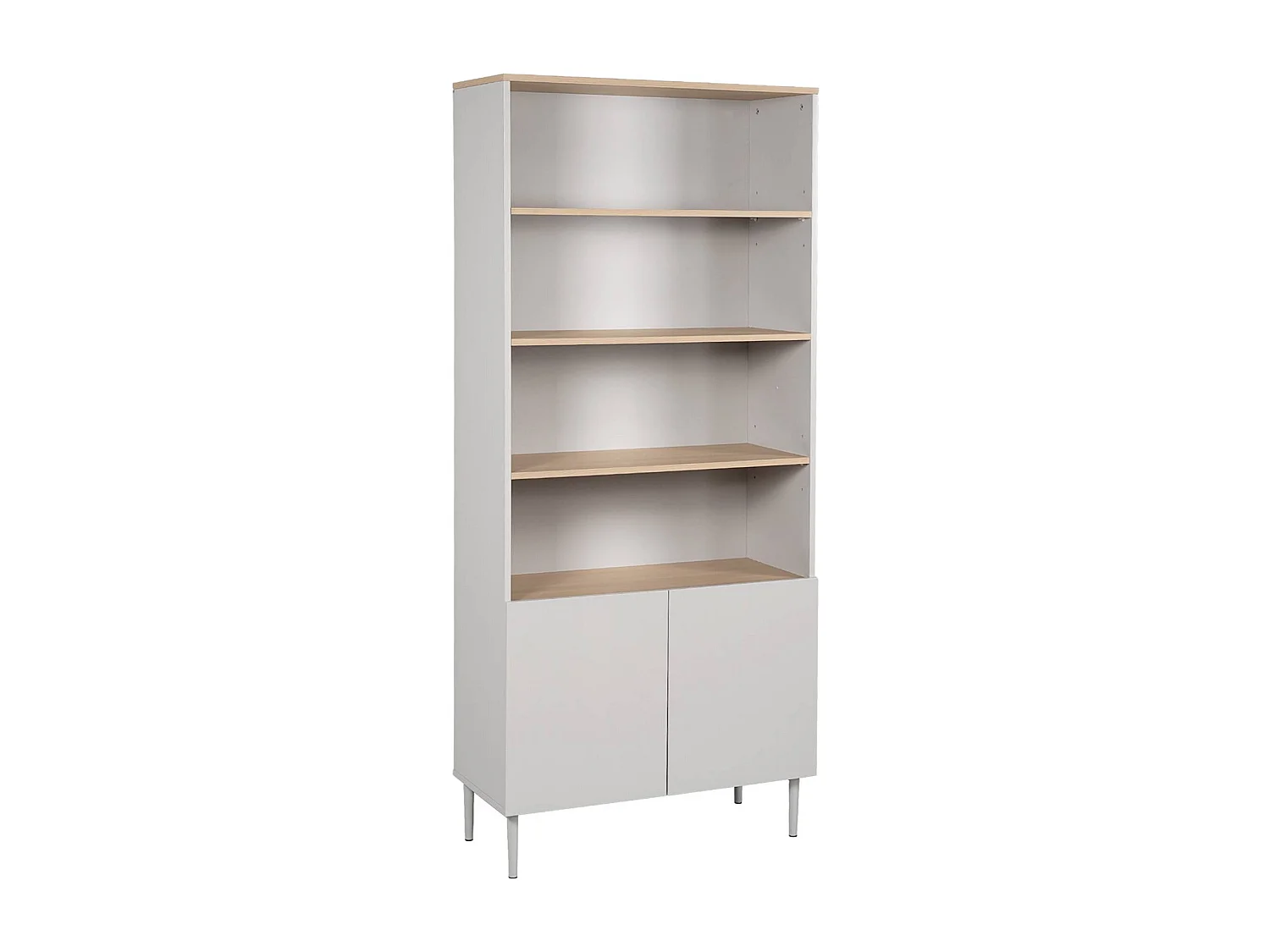 Libreria in metallo e decorazione in legno a 6 livelli, beige