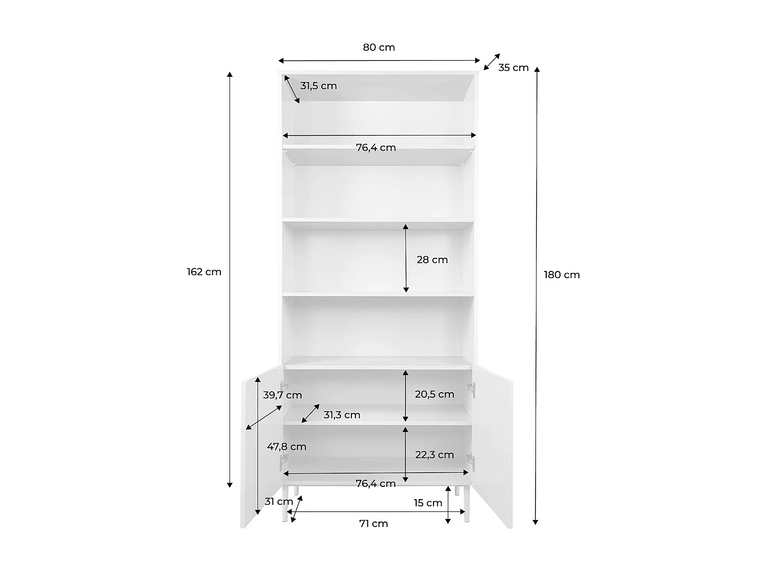 Libreria in metallo e decorazione in legno a 6 livelli, beige