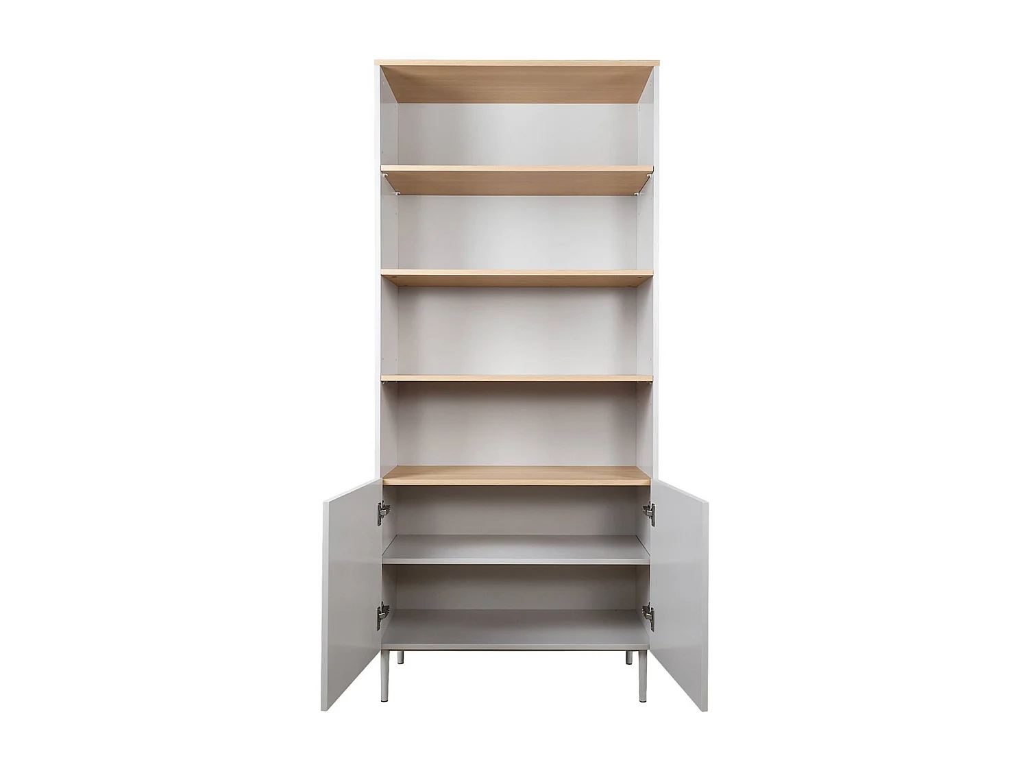 Libreria in metallo e decorazione in legno a 6 livelli, beige