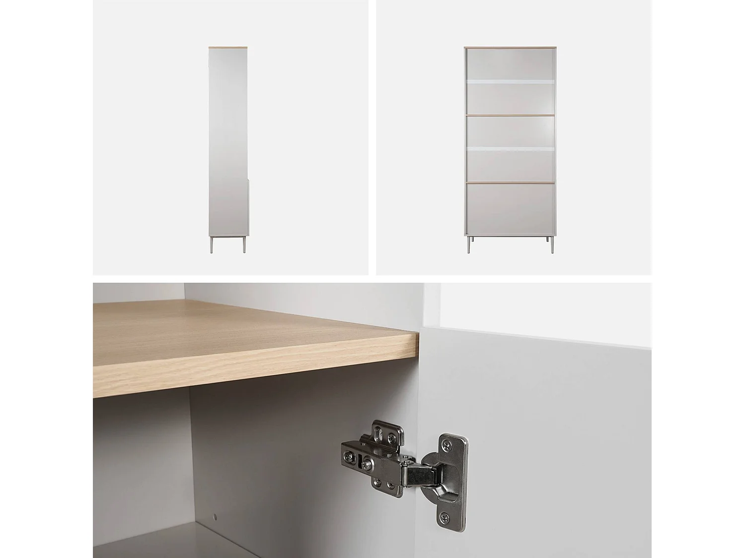 Libreria in metallo e decorazione in legno a 6 livelli, beige