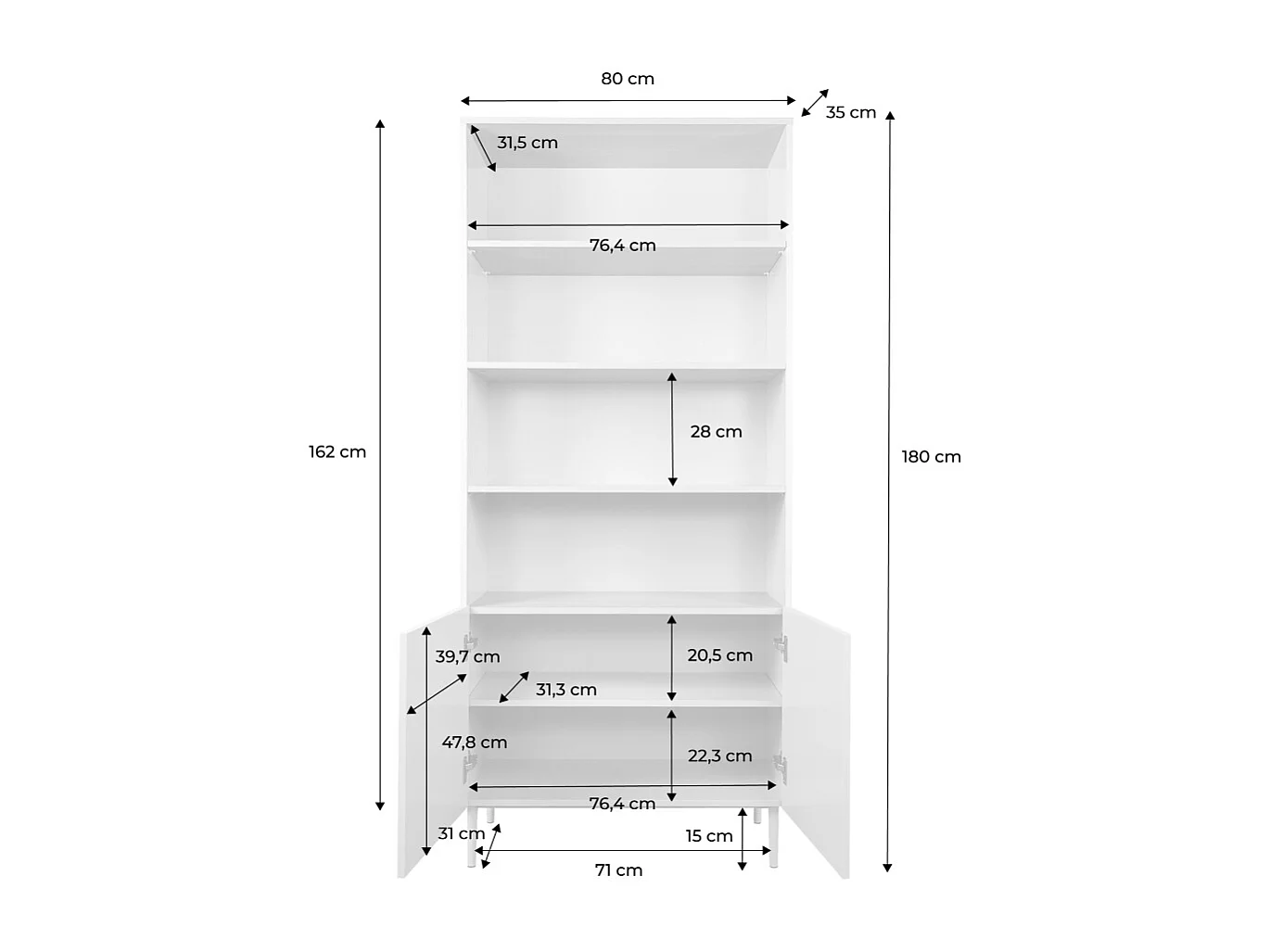 Libreria in metallo e decorazione in legno a 6 livelli, beige