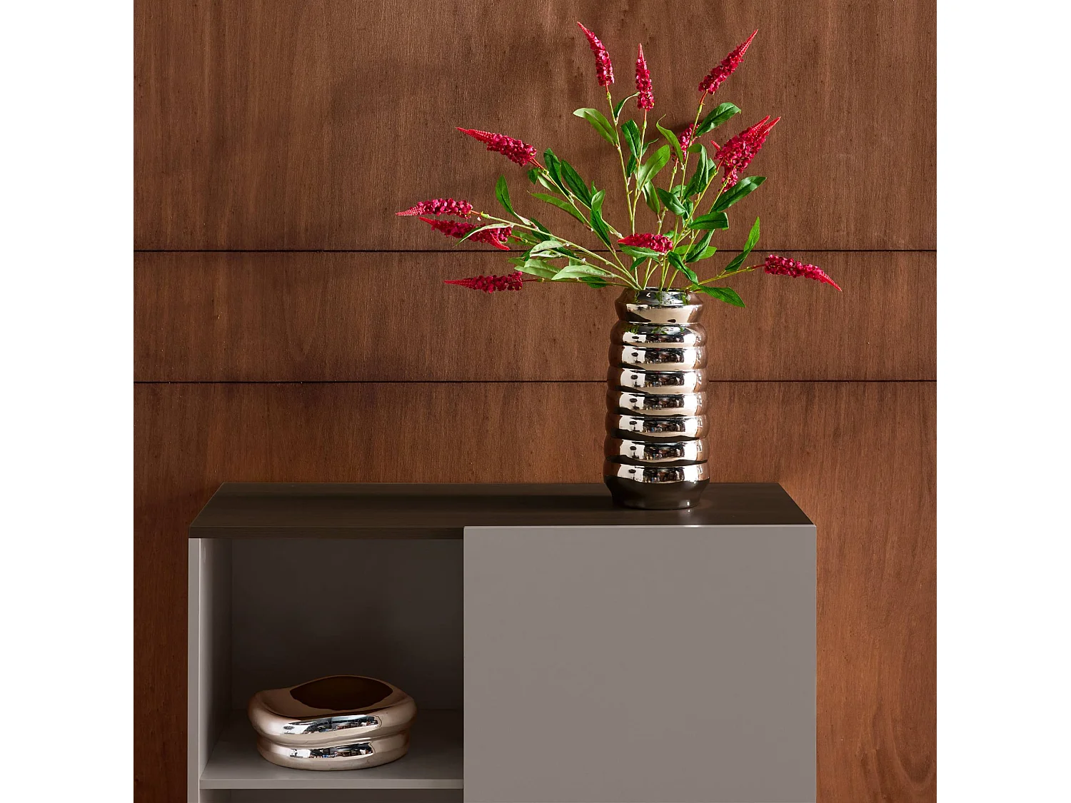 Aparador, mueble de almacenamiento de metal y decoración de madera 1