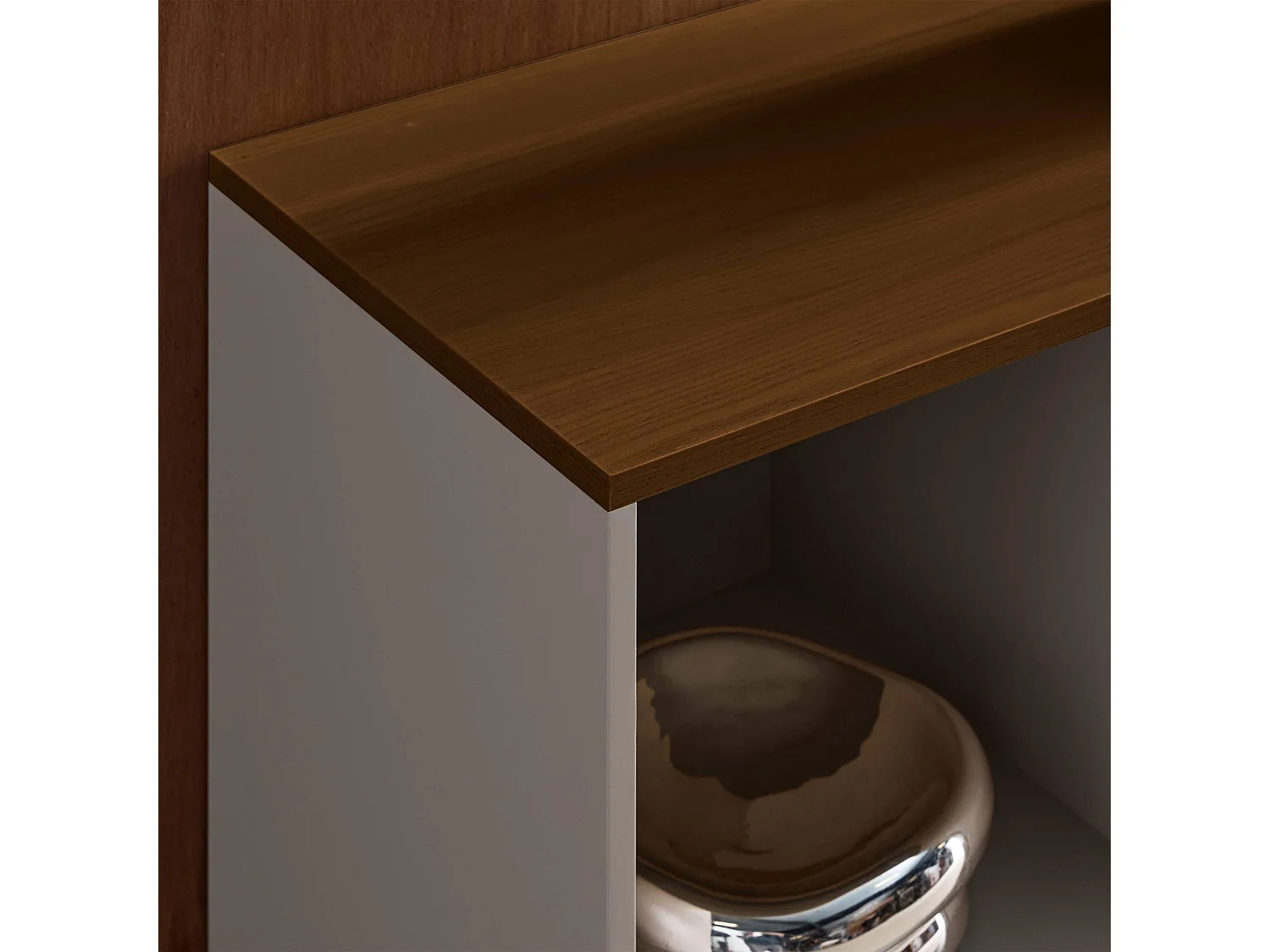 Buffet. meuble de rangement métal et décor bois 1 porte 80cm gris et noyer - Ahston