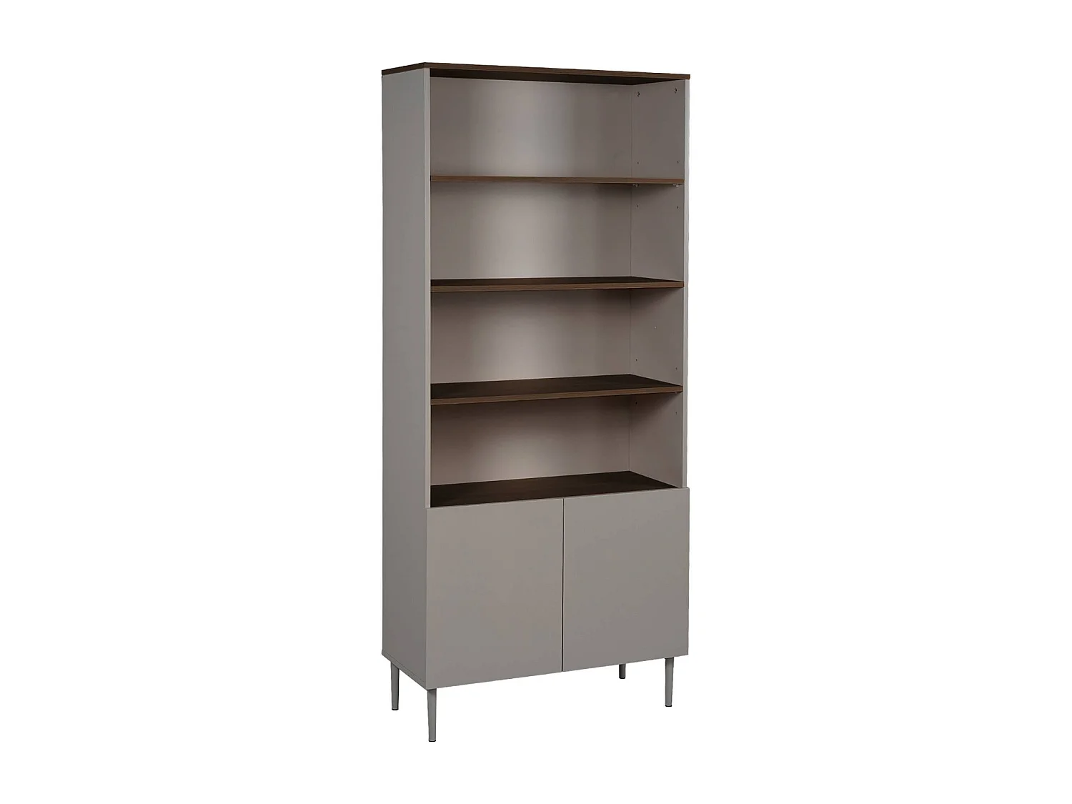 Libreria in metallo e decorazione in legno a 6 livelli, grigio