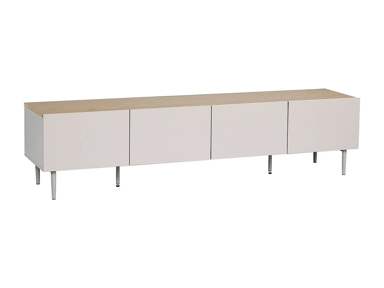 Meuble TV métal et décor bois 4 portes 180cm beige et naturel - Ashton