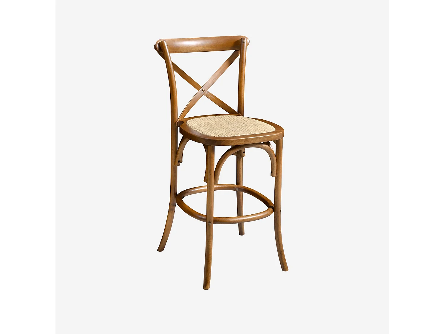 Taburete de bar bistró vintage de madera, set de 2 nogal