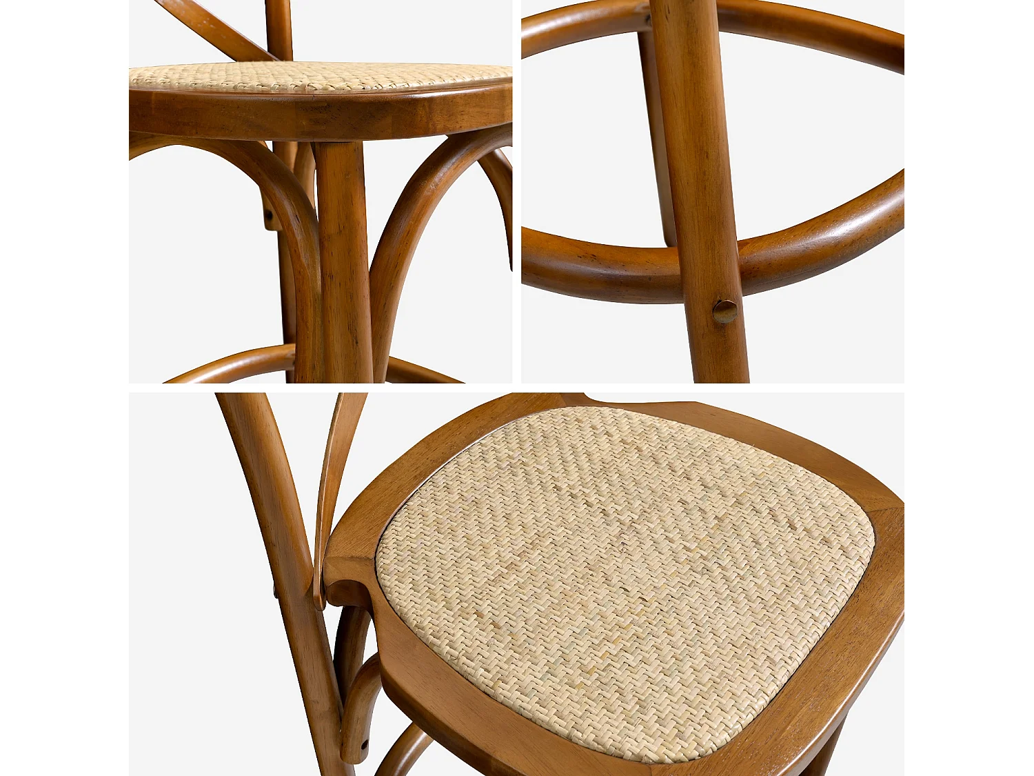 Taburete de bar bistró vintage de madera, set de 2 nogal