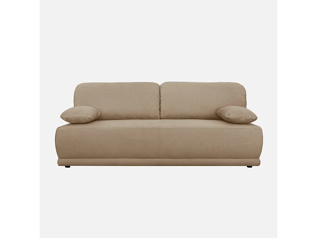 Banquette convertible 3 places tissu chenille avec coffre de rangement taupe - Nelson