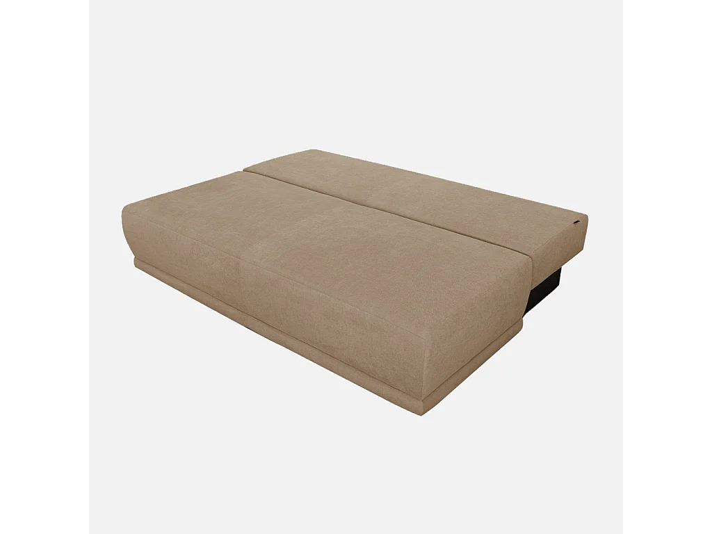 Banquette convertible 3 places tissu chenille avec coffre de rangement taupe - Nelson
