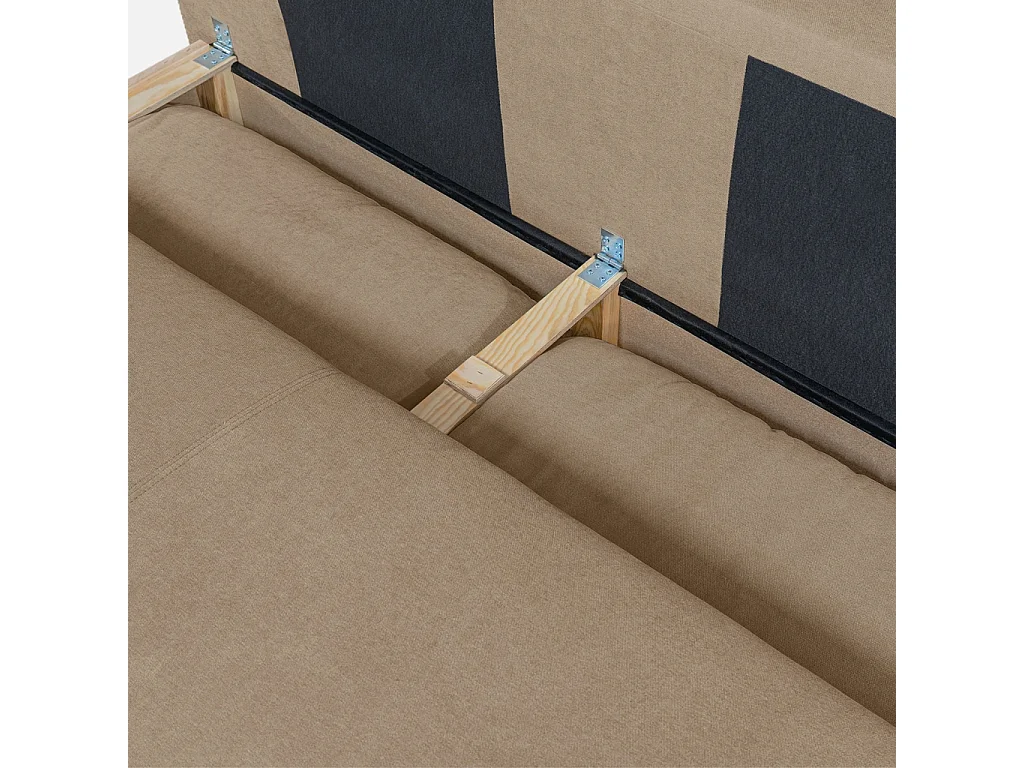 Banquette convertible 3 places tissu chenille avec coffre de rangement taupe - Nelson