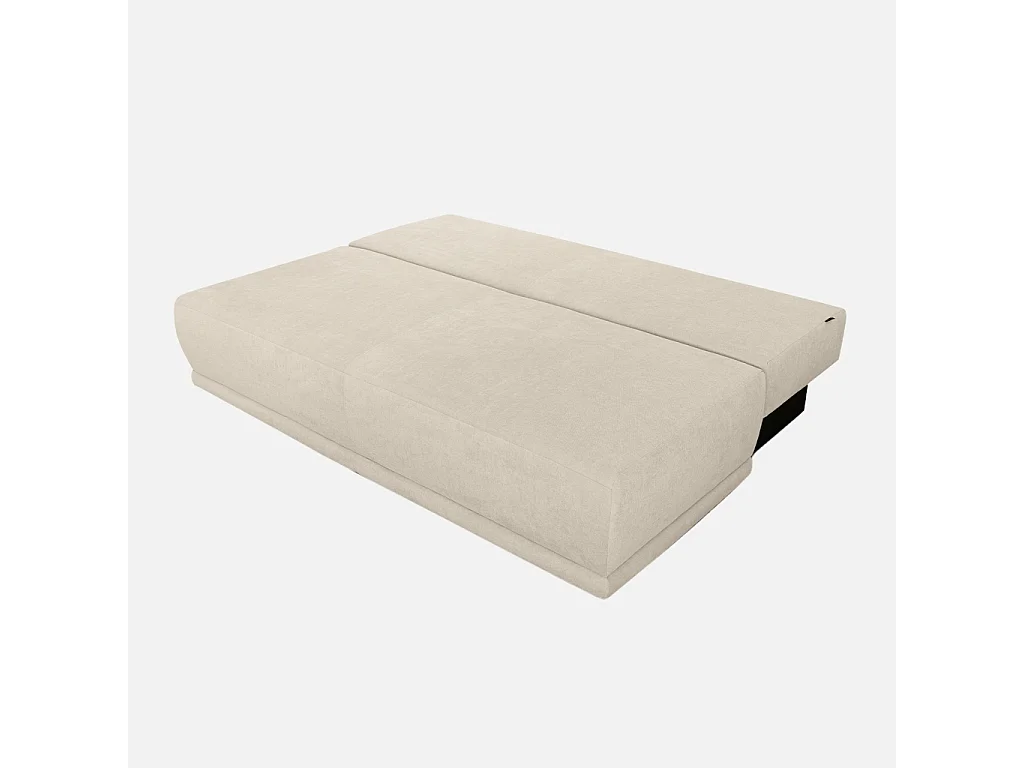 Banquette convertible 3 places tissu chenille avec coffre de rangement greige - Nelson