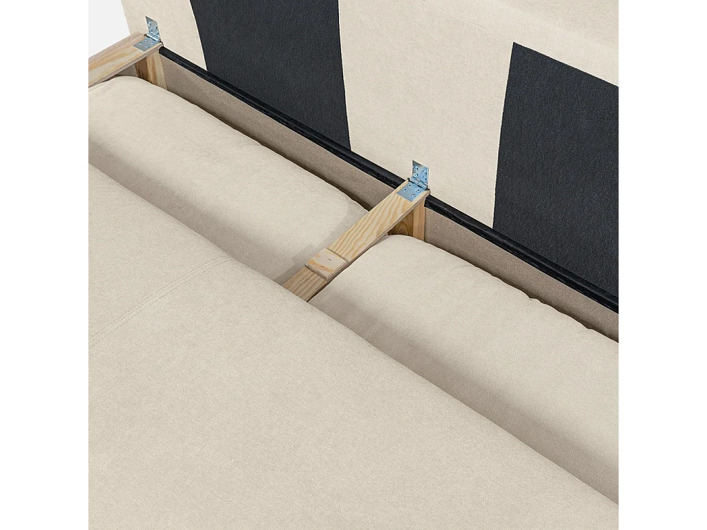 Banquette convertible 3 places tissu chenille avec coffre de rangement greige - Nelson