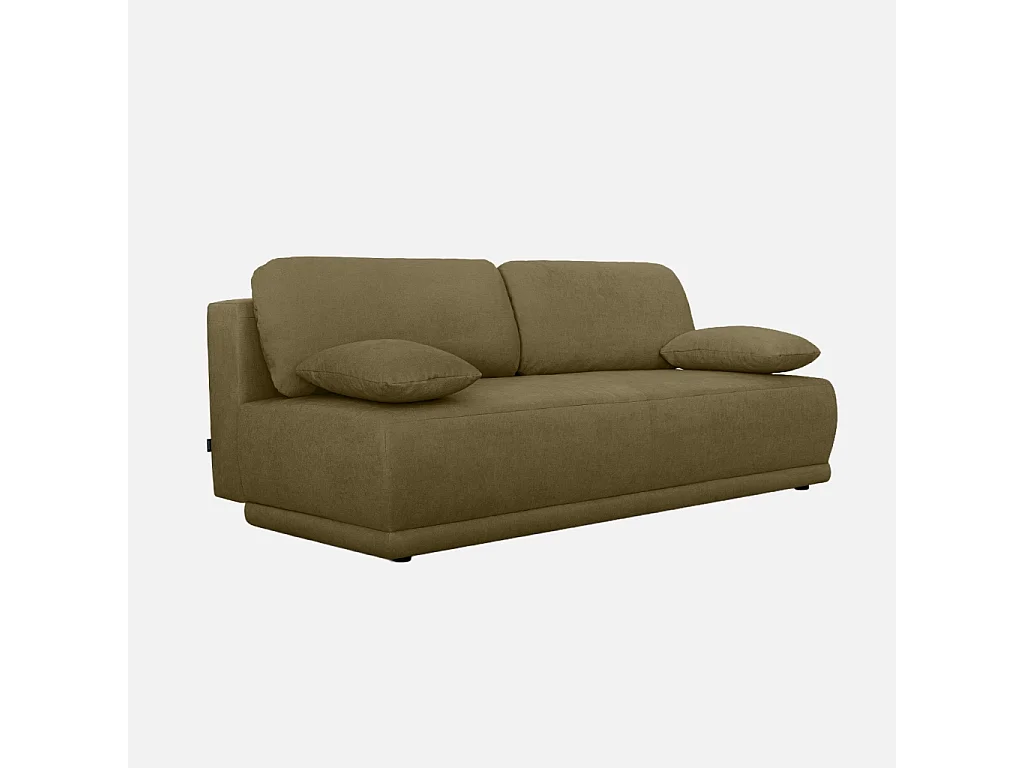 Banquette convertible 3 places tissu chenille avec coffre de rangement kaki - Nelson