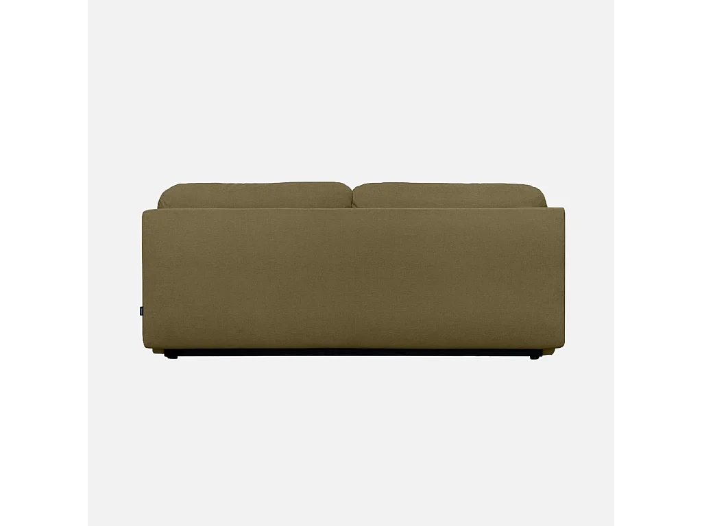 Banquette convertible 3 places tissu chenille avec coffre de rangement kaki - Nelson