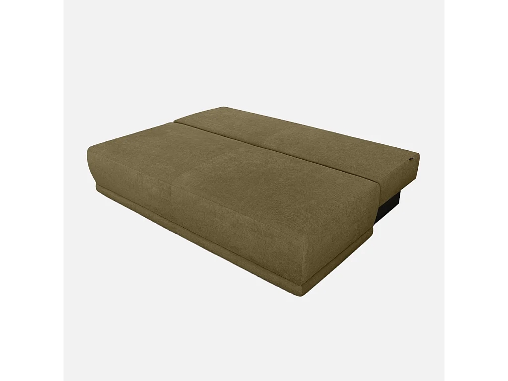 Banquette convertible 3 places tissu chenille avec coffre de rangement kaki - Nelson