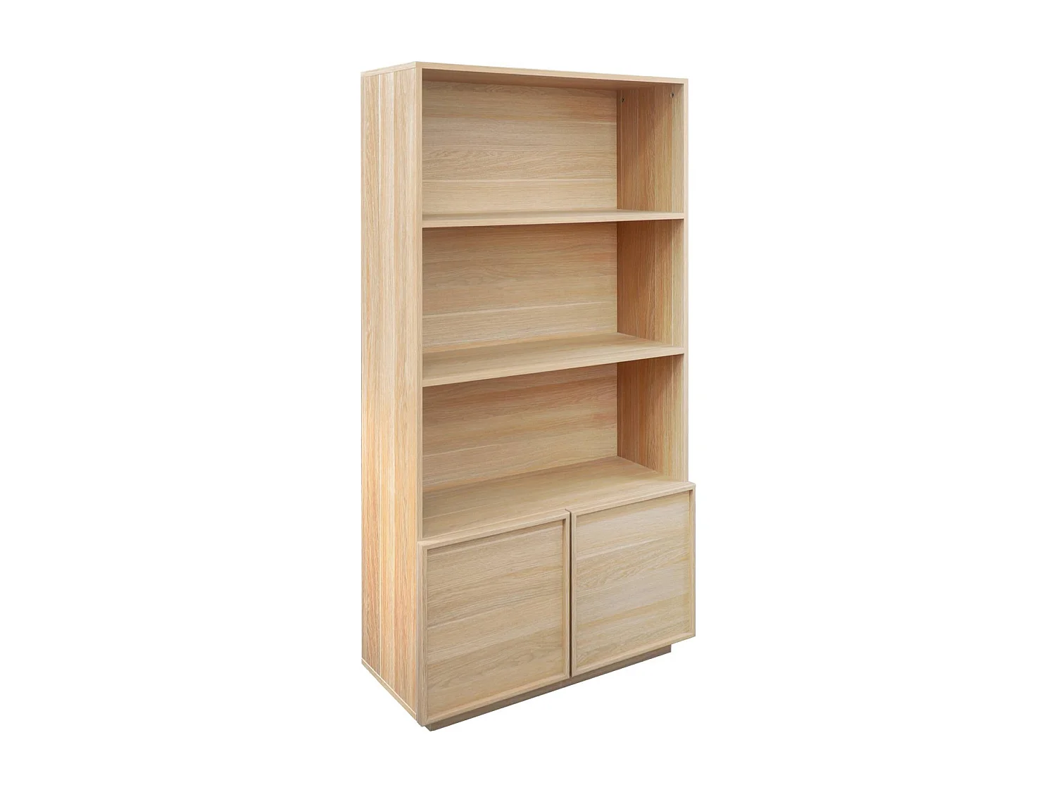 Etagères bibliothèque effet bois naturel 2 portes 5 niveaux - L 80 x P 35 x H 160cm - Kuba
