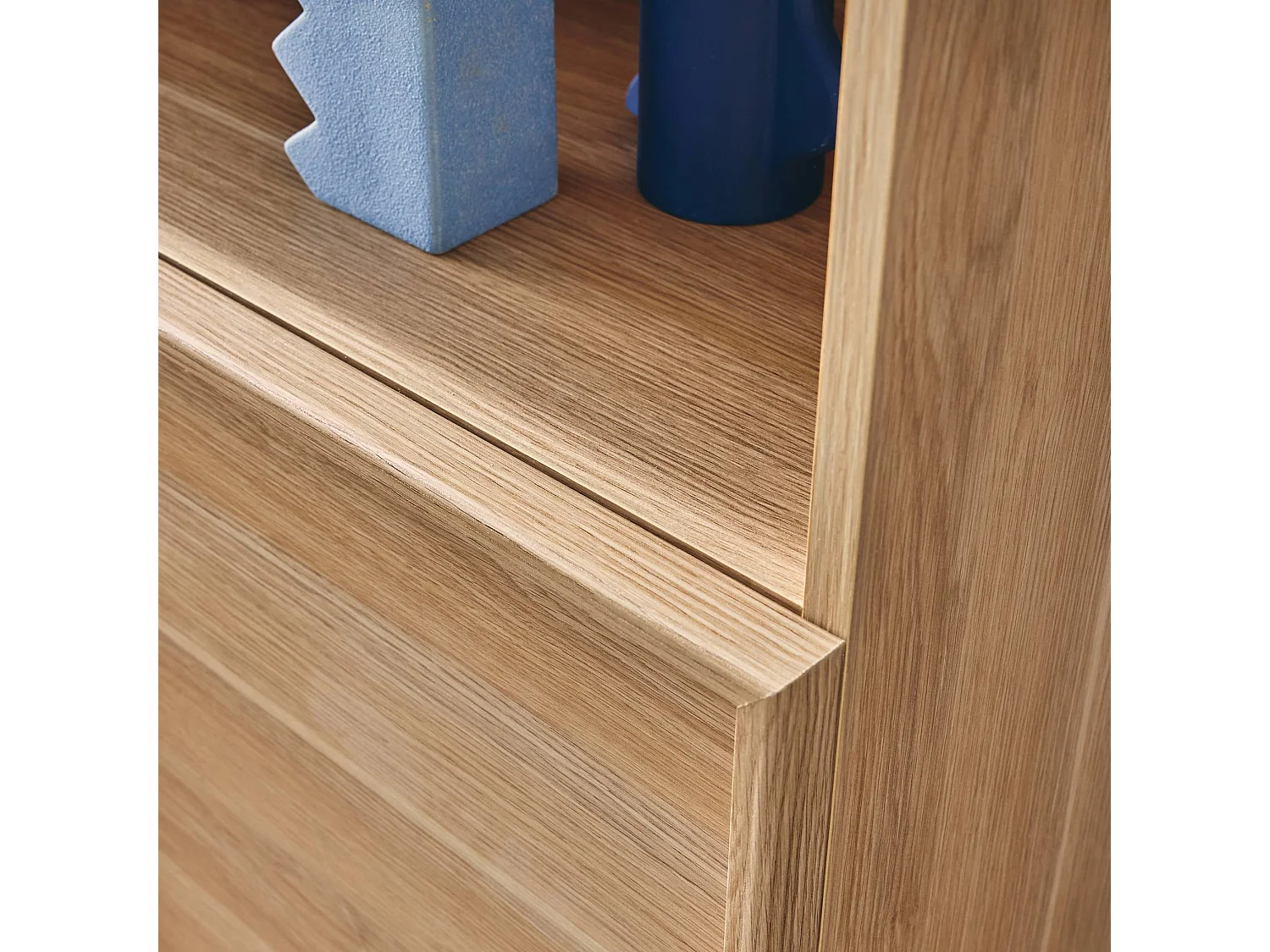 Etagères bibliothèque effet bois naturel 2 portes 5 niveaux - L 80 x P 35 x H 160cm - Kuba