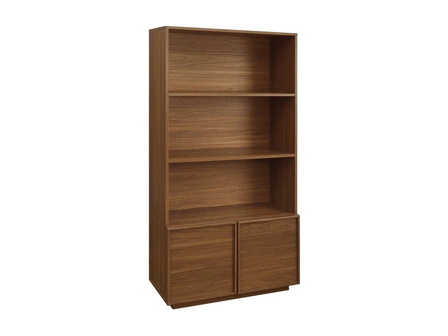 Etagères bibliothèque effet bois noyer 2 portes 5 niveaux - L 80 x P 35 x H 160cm - Kuba