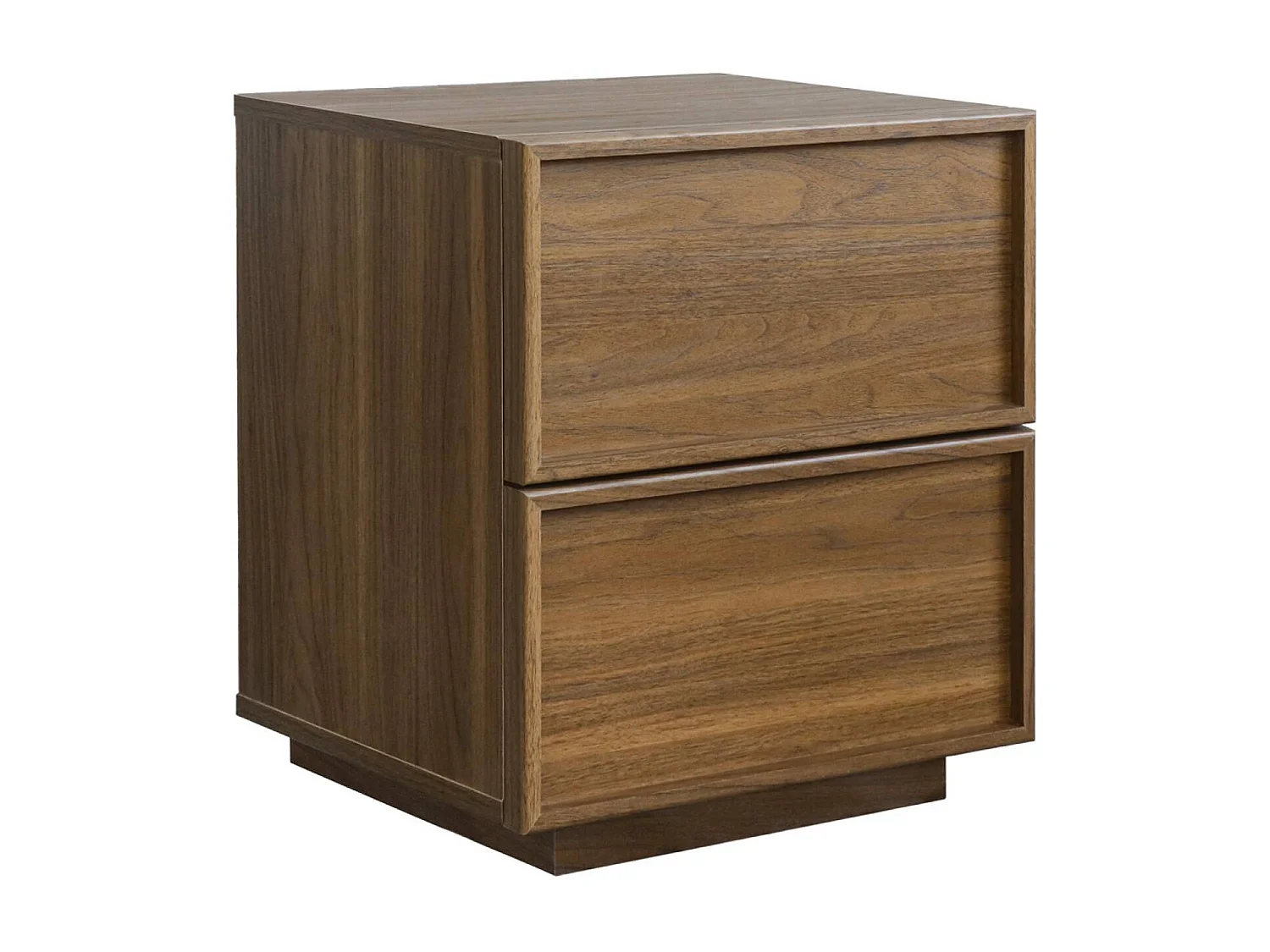 Mesita efecto madera, 2 cajones nogal