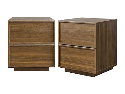 Set 2 comodini effetto legno 2 cassetti, noce