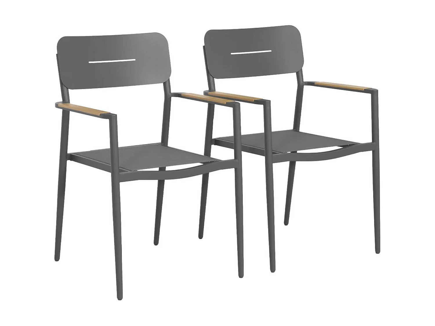 Sillón de jardín de aluminio y textileno, set 2 antracita