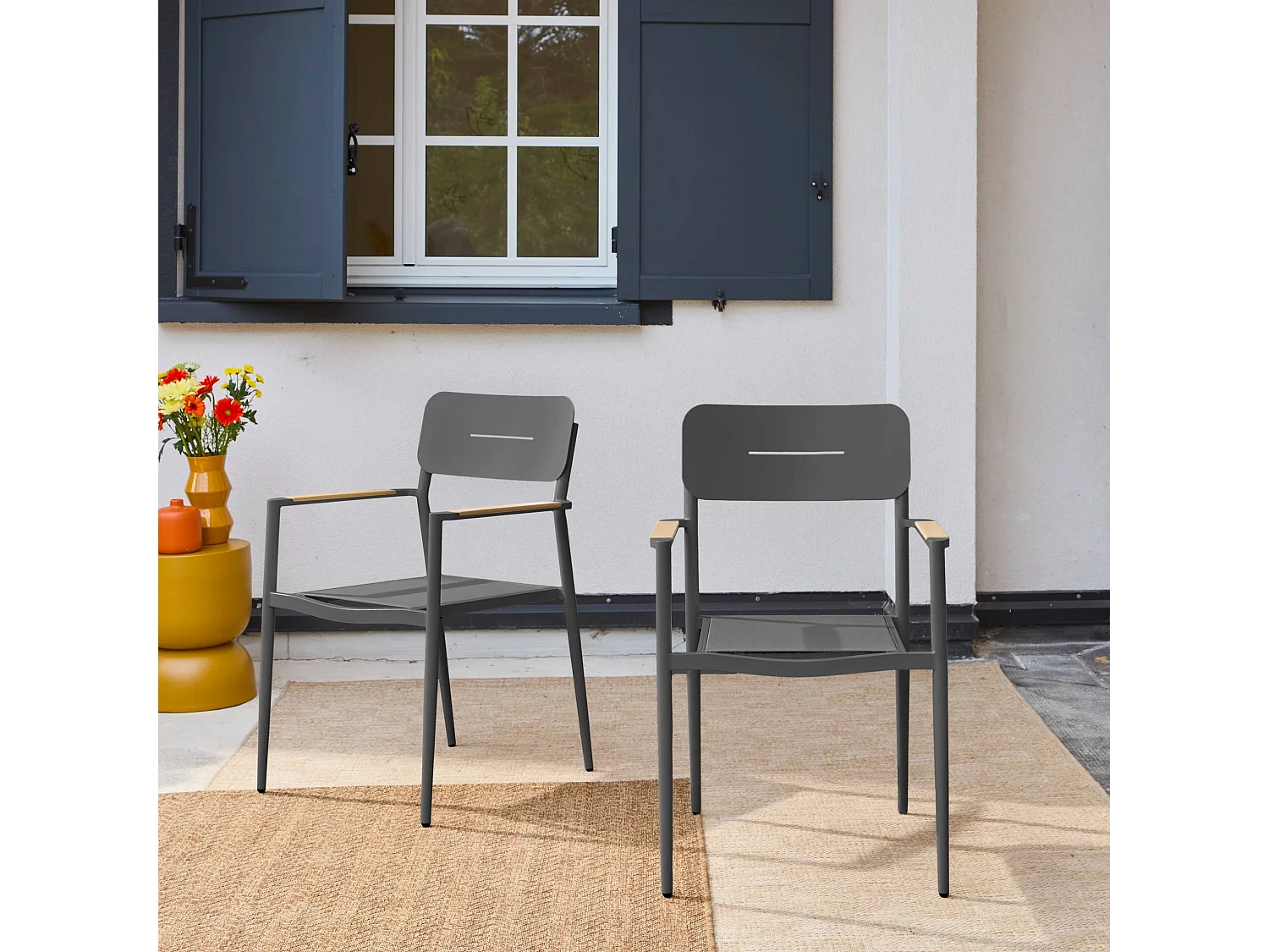 Sillón de jardín de aluminio y textileno, set 2 antracita