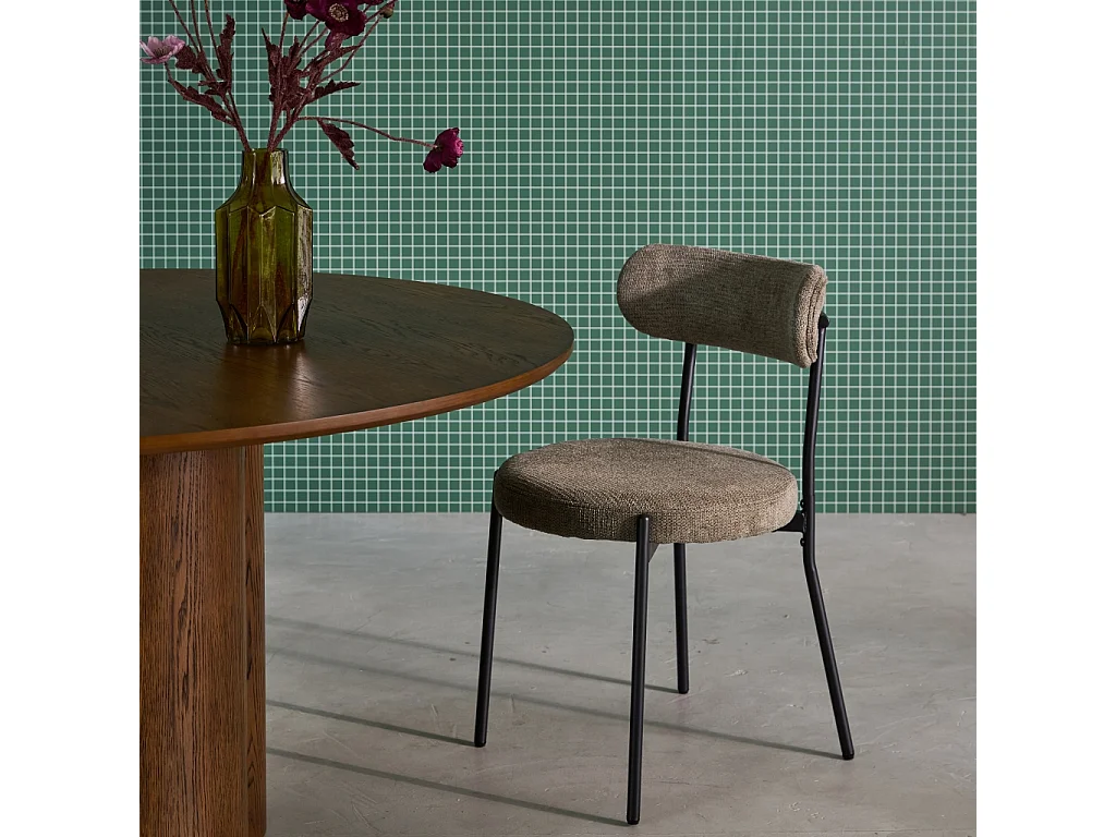 Set di 2 sedie in metallo e tessuto ciniglia, verde