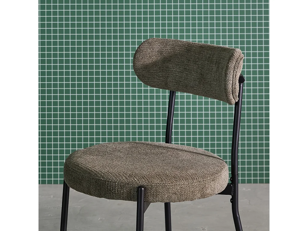 Set di 2 sedie in metallo e tessuto ciniglia, verde