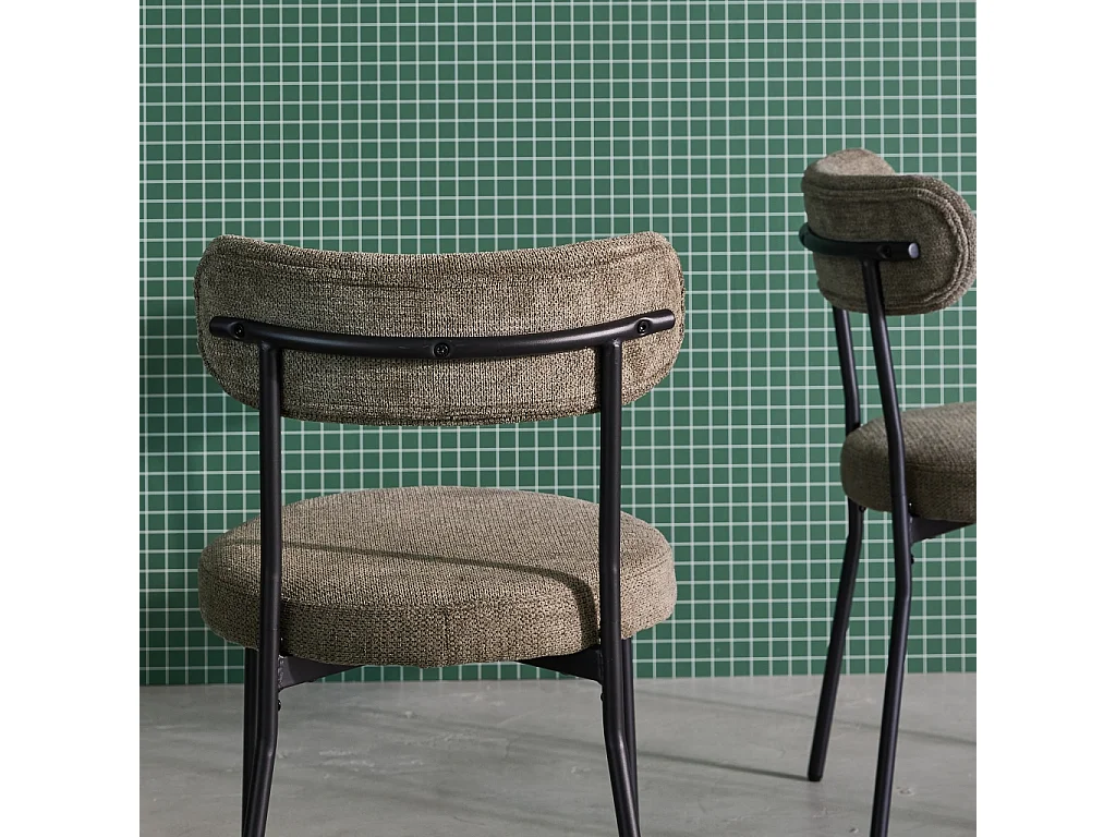 Set di 2 sedie in metallo e tessuto ciniglia, verde