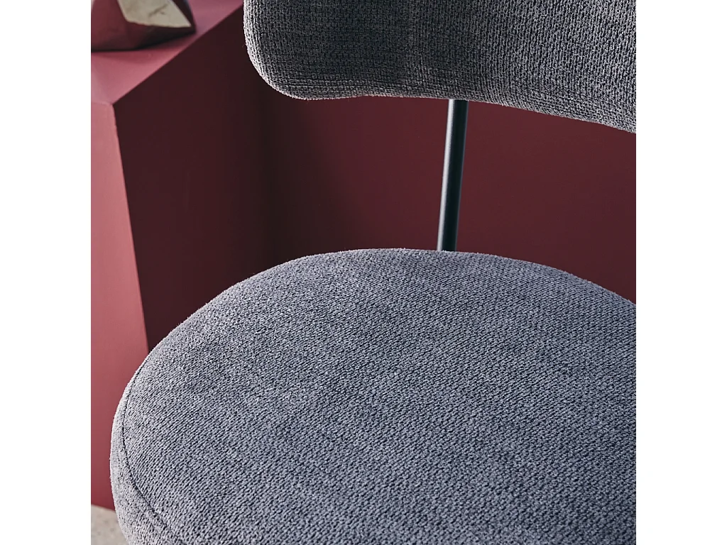 Lot de deux tabourets de bar assise rotative métal noir et tissu gris - L 50 x P 50 x H 92cm - Iris
